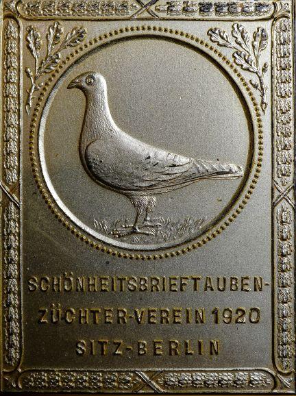 1920-Plakette-Schonheitsbrieftauben-Zuchterverein-Berlin